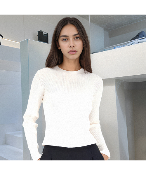 ACUD(アクド)の「Slim Ribbed Knit _Ivory(ニット/セーター・レディース・アイボリー・FREE)」の1枚目の写真