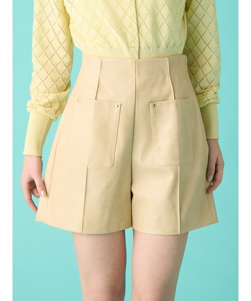 FURFUR（ファーファー）の「レザーライクショートパンツ（デニムパンツ・レディース・ブラック/ベージュ/ブラウン・F）」の3枚目の写真