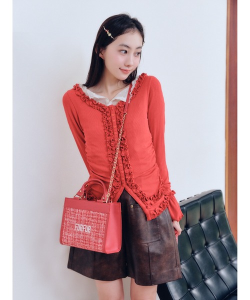 FURFUR（ファーファー）の「レザーライクショートパンツ（デニムパンツ・レディース・ブラック/ベージュ/ブラウン・F）」の8枚目の写真