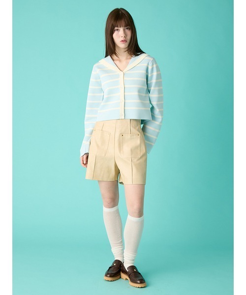 FURFUR（ファーファー）の「レザーライクショートパンツ（デニムパンツ・レディース・ブラック/ベージュ/ブラウン・F）」の18枚目の写真