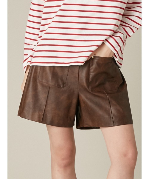 FURFUR（ファーファー）の「レザーライクショートパンツ（デニムパンツ・レディース・ブラック/ベージュ/ブラウン・F）」の20枚目の写真