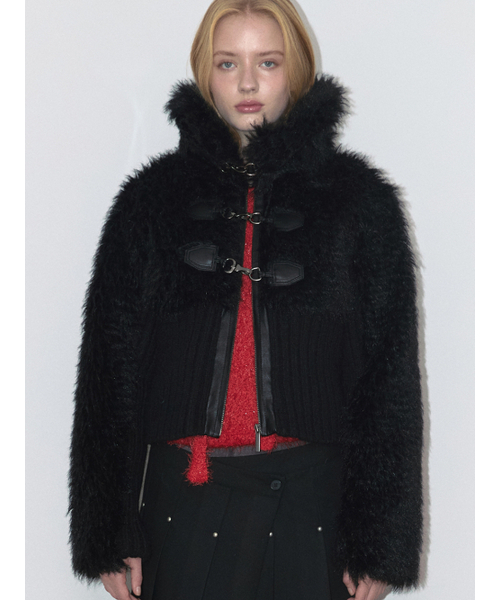 ASURA(アスラ)の「KNIT FUR MIX MUSTANG (BLACK)(ムートンコート・レディース・その他・ONE SIZE)」の1枚目の写真