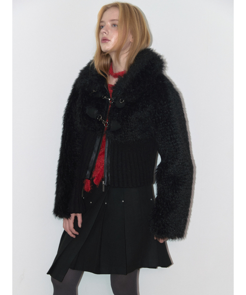 ASURA(アスラ)の「KNIT FUR MIX MUSTANG (BLACK)(ムートンコート・レディース・その他・ONE SIZE)」の2枚目の写真