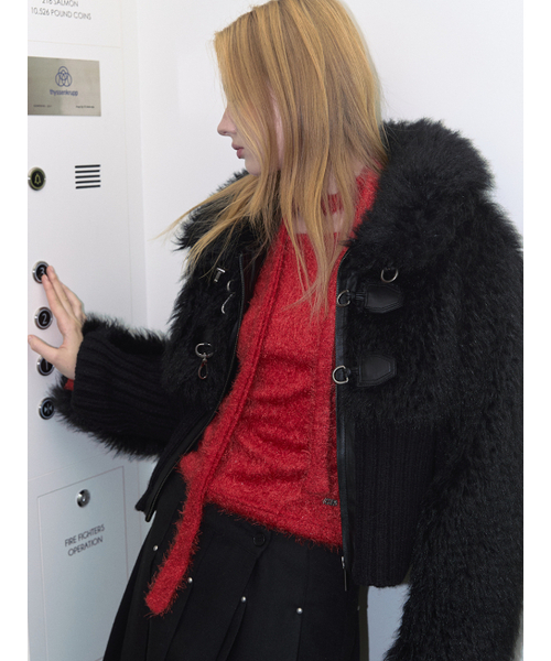 ASURA(アスラ)の「KNIT FUR MIX MUSTANG (BLACK)(ムートンコート・レディース・その他・ONE SIZE)」の5枚目の写真