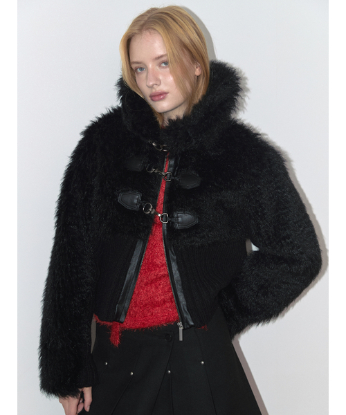 ASURA(アスラ)の「KNIT FUR MIX MUSTANG (BLACK)(ムートンコート・レディース・その他・ONE SIZE)」の6枚目の写真