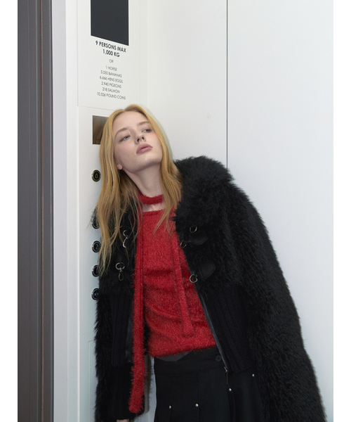 ASURA(アスラ)の「KNIT FUR MIX MUSTANG (BLACK)(ムートンコート・レディース・その他・ONE SIZE)」の8枚目の写真