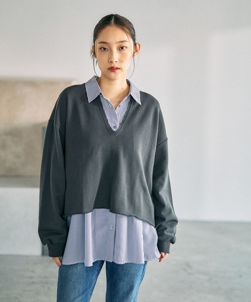 LEPSIM（レプシィム）の「深スリットプルオーバー　639513（Tシャツ/カットソー・レディース・ピンク/グレー/チャコールグレー/オフホワイト・FREE）」の3枚目の写真