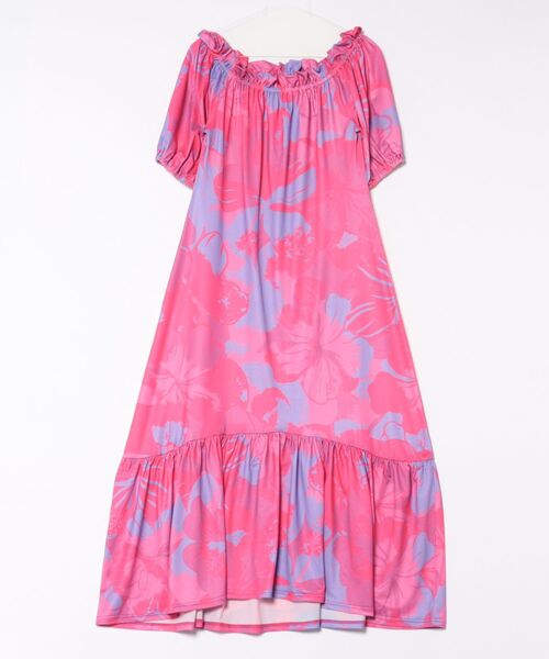 Maunaloa(マウナロア)の「【Maunaloa】Ocean Blue Bird プアアロアロVスリーブドレス(ドレス・レディース・フューシャピンク/ライム/ピンク/ブルー・L/M)」の4枚目の写真