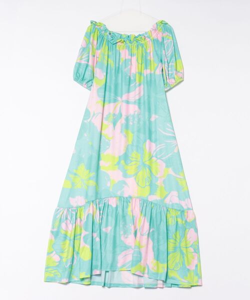 Maunaloa(マウナロア)の「【Maunaloa】Ocean Blue Bird プアアロアロVスリーブドレス(ドレス・レディース・フューシャピンク/ライム/ピンク/ブルー・L/M)」の5枚目の写真