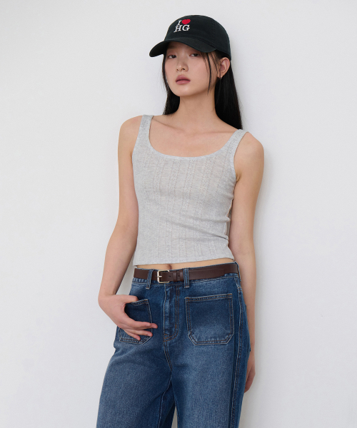 MUSINSA STANDARD WOMAN（ムシンサスタンダードウーマン）の「ウィメンズポイントタンクトップ [メランジライトグレー]（Tシャツ/カットソー・レディース・その他・SMALL/X-SMALL/LARGE/MEDIUM）」の3枚目の写真