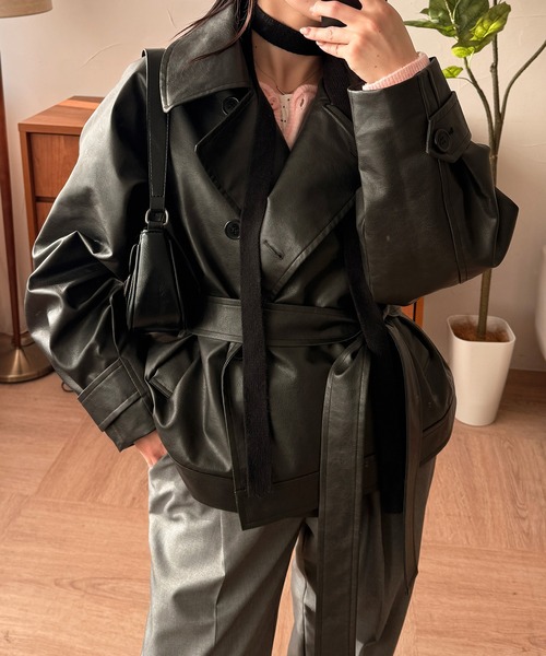 セール】belted short trench jacket / ベルト付きショートトレンチ