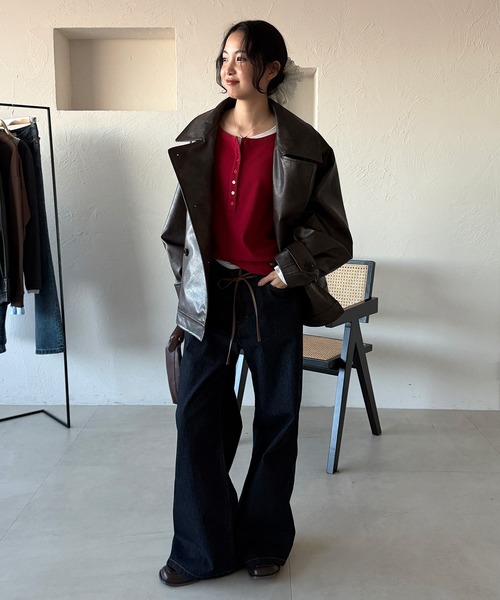 MUHET(ミュエータ)の「belted short trench jacket / ベルト付きショートトレンチジャケット(トレンチコート・レディース・ブラック/ブラウン系その他/ブラウン・SMALL/MEDIUM/LARGE)」の21枚目の写真