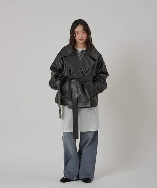 セール】belted short trench jacket / ベルト付きショートトレンチ