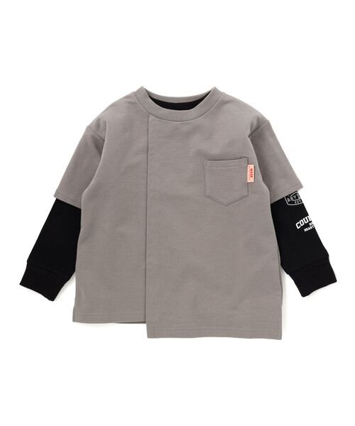 WASK(ワスク)の「アシンメトリー重ね着風BIGミニ裏毛&ロングTシャツセット(Tシャツ/カットソー・キッズ・グレー/ブルー・150cm/160cm)」の6枚目の写真
