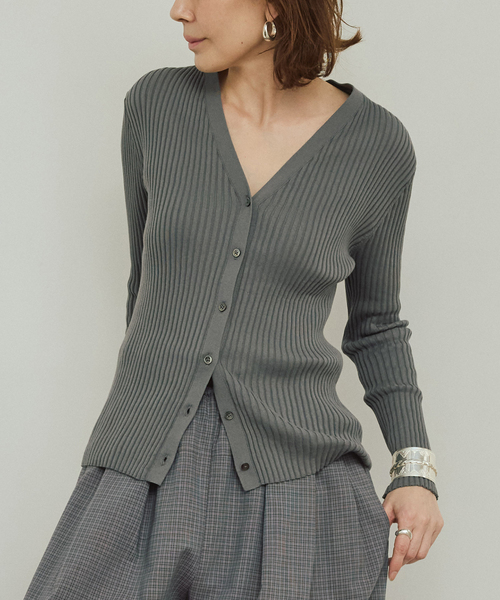 イタリア糸 RIB Vネックカーディガン（カーディガン/ボレロ）｜VERMEIL