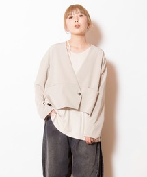 ノーカラーショートジャケット