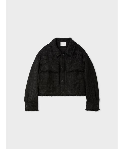 MIESROHE(ミースロエ)の「カットオフツィードジャケット(テーラードジャケット・レディース・アイボリー/ブラック/サックスブルー・0/1)」の2枚目の写真