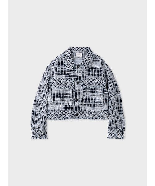 MIESROHE(ミースロエ)の「カットオフツィードジャケット(テーラードジャケット・レディース・アイボリー/ブラック/サックスブルー・0/1)」の4枚目の写真