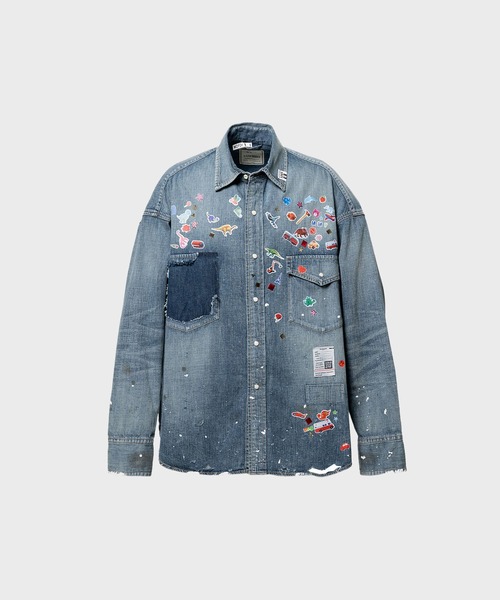 Maison MIHARA YASUHIRO(メゾンミハラヤスヒロ)の「【MIHARAYASUHIRO/ミハラヤスヒロ】DENIM SHIRTS w STICKER(シャツ/ブラウス・メンズ・ブラック/インディゴブルー・44/46)」の2枚目の写真