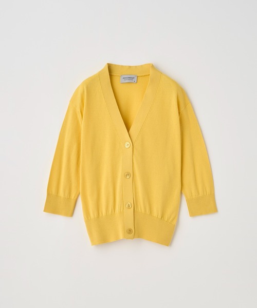 JOHN SMEDLEY(ジョンスメドレー)の「Vネック5分袖クロップドコットンニットカーディガン(カーディガン/ボレロ・レディース・イエロー系その他2・M/S)」の1枚目の写真