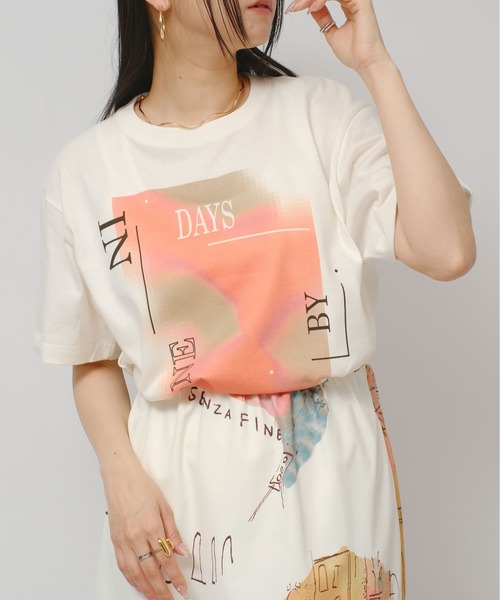 palm RICHE(ポームリシュ)の「IN DAYS グラフィックロゴT(Tシャツ/カットソー・レディース・グリーン/オレンジ・M)」の7枚目の写真