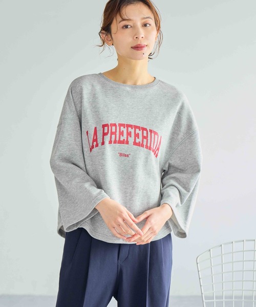 studio CLIP（スタディオクリップ）の「ラウンドテールロゴスウェットプルオーバー（スウェット・レディース・チャコール/アイボリー/ライトグレー・FREE）」の4枚目の写真