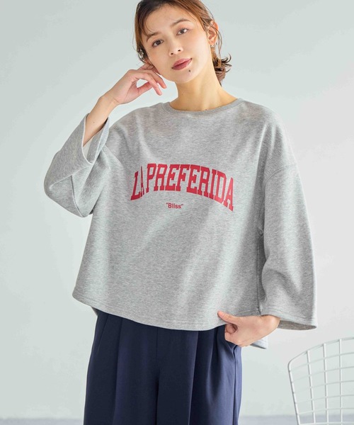 studio CLIP（スタディオクリップ）の「ラウンドテールロゴスウェットプルオーバー（スウェット・レディース・チャコール/アイボリー/ライトグレー・FREE）」の5枚目の写真