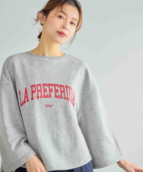 studio CLIP（スタディオクリップ）の「ラウンドテールロゴスウェットプルオーバー（スウェット・レディース・チャコール/アイボリー/ライトグレー・FREE）」の6枚目の写真