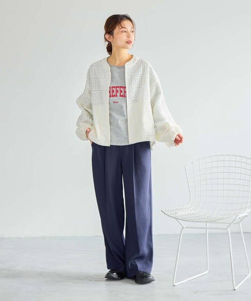 studio CLIP（スタディオクリップ）の「ラウンドテールロゴスウェットプルオーバー（スウェット・レディース・チャコール/アイボリー/ライトグレー・FREE）」の9枚目の写真