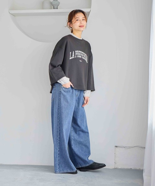 studio CLIP（スタディオクリップ）の「ラウンドテールロゴスウェットプルオーバー（スウェット・レディース・チャコール/アイボリー/ライトグレー・FREE）」の18枚目の写真