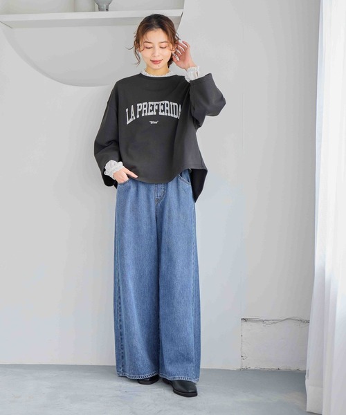 studio CLIP（スタディオクリップ）の「ラウンドテールロゴスウェットプルオーバー（スウェット・レディース・チャコール/アイボリー/ライトグレー・FREE）」の19枚目の写真