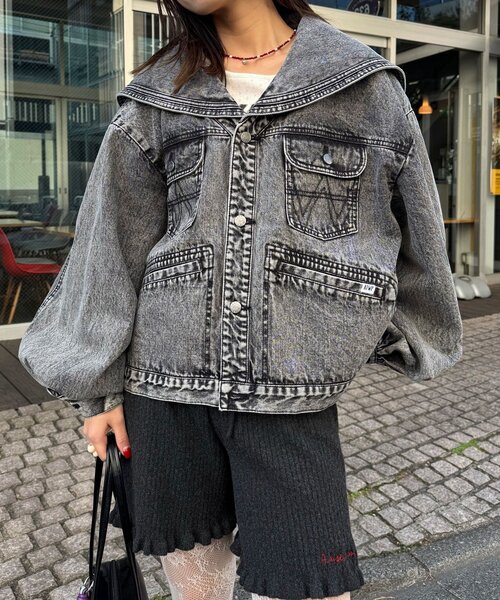 CIAOPANIC（チャオパニック）の「【ANTI WARP /アンチワープ】セーラーカラーデニムジャケット（デニムジャケット・メンズ・イエロー/ブラック・FREE）」の6枚目の写真