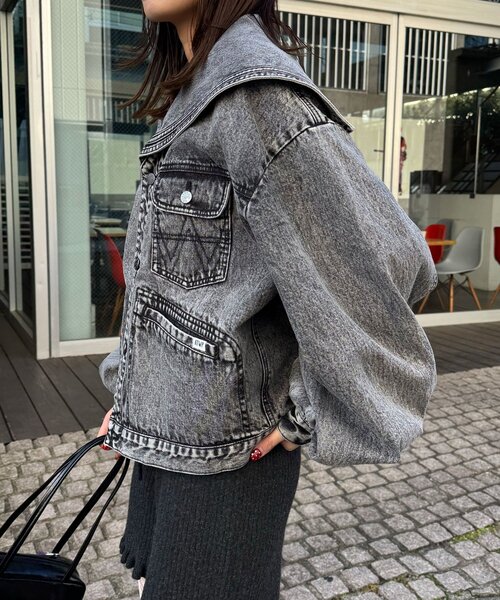 CIAOPANIC（チャオパニック）の「【ANTI WARP /アンチワープ】セーラーカラーデニムジャケット（デニムジャケット・メンズ・イエロー/ブラック・FREE）」の7枚目の写真