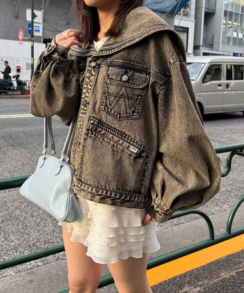 CIAOPANIC（チャオパニック）の「【ANTI WARP /アンチワープ】セーラーカラーデニムジャケット（デニムジャケット・メンズ・イエロー/ブラック・FREE）」の16枚目の写真