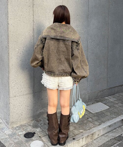 CIAOPANIC（チャオパニック）の「【ANTI WARP /アンチワープ】セーラーカラーデニムジャケット（デニムジャケット・メンズ・イエロー/ブラック・FREE）」の20枚目の写真