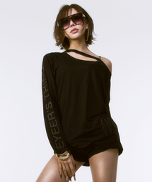 EYEER（イワイイアル）の「02 Logo One Shoulder Long Sleeve - Black（Tシャツ/カットソー）」