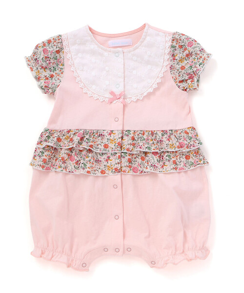 fillot de bebe reduction（フィヨデュベベルダクティオン）の「【お揃い】リバティプリント異素材ミックスカバーオール(70~80cm)（ロンパース・キッズ・イエロー系その他/ピンク系その他・80ｃｍ/70cm）」の7枚目の写真