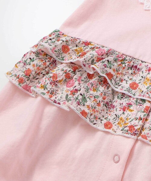 fillot de bebe reduction（フィヨデュベベルダクティオン）の「【お揃い】リバティプリント異素材ミックスカバーオール(70~80cm)（ロンパース・キッズ・イエロー系その他/ピンク系その他・80ｃｍ/70cm）」の12枚目の写真