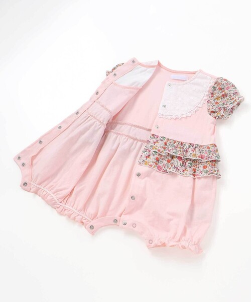 fillot de bebe reduction（フィヨデュベベルダクティオン）の「【お揃い】リバティプリント異素材ミックスカバーオール(70~80cm)（ロンパース・キッズ・イエロー系その他/ピンク系その他・80ｃｍ/70cm）」の14枚目の写真