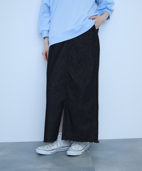 VICKY(ビッキー)の「10OZデニムIラインスカート≪洗濯機で洗える≫(スカート・レディース・ブルー/ブラック/ネイビー・M)」の1枚目の写真