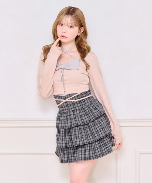 apres jour(アプレジュール)の「フロントリボンアンサンブル(アンサンブル・レディース・グレー/ピンク/アイボリー・X-LARGE/フリー)」の14枚目の写真