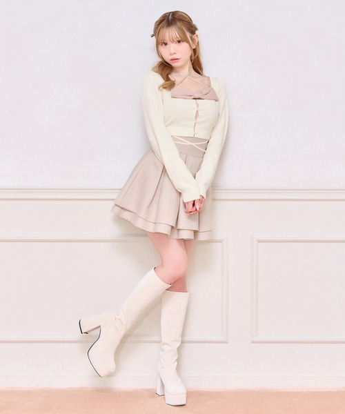 apres jour(アプレジュール)の「フロントリボンアンサンブル(アンサンブル・レディース・グレー/ピンク/アイボリー・X-LARGE/フリー)」の7枚目の写真