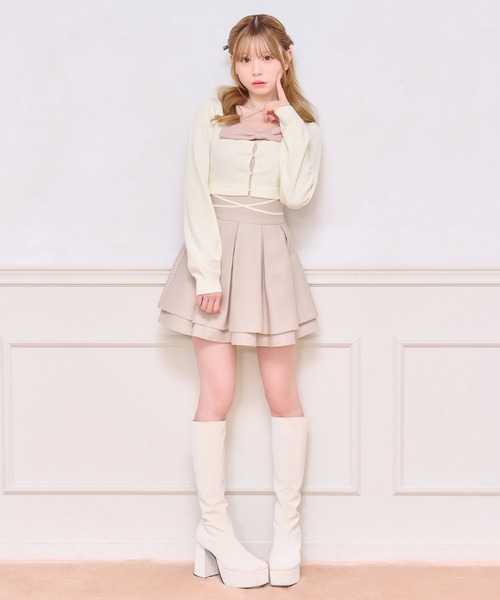 apres jour(アプレジュール)の「フロントリボンアンサンブル(アンサンブル・レディース・グレー/ピンク/アイボリー・X-LARGE/フリー)」の8枚目の写真