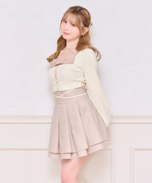 apres jour(アプレジュール)の「フロントリボンアンサンブル(アンサンブル・レディース・グレー/ピンク/アイボリー・X-LARGE/フリー)」の6枚目の写真