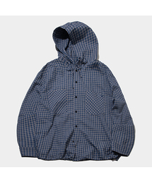 SOMEPLACE MAN（サムプレイス・マン）の「クロスセミオーバーフィットチェックビッグポケットコットンフードシャツ[ブルー]（シャツ/ブラウス）」