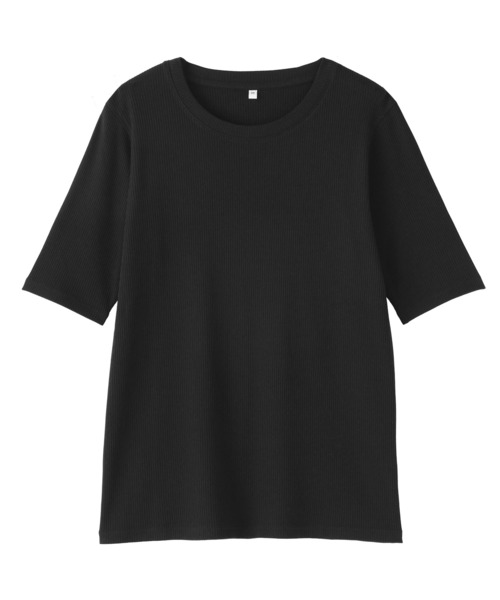 無印良品(ムジルシリョウヒン)の「婦人 なめらかリブ編みクルーネック五分袖Tシャツ(Tシャツ/カットソー・レディース・オレンジ/ブルー系/ブラック/ライトベージュ/オフホワイト・S/M/L/XL)」の12枚目の写真