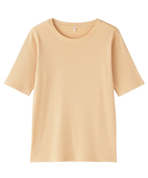 無印良品(ムジルシリョウヒン)の「婦人 なめらかリブ編みクルーネック五分袖Tシャツ(Tシャツ/カットソー・レディース・オレンジ/ブルー系/ブラック/ライトベージュ/オフホワイト・S/M/L/XL)」の16枚目の写真