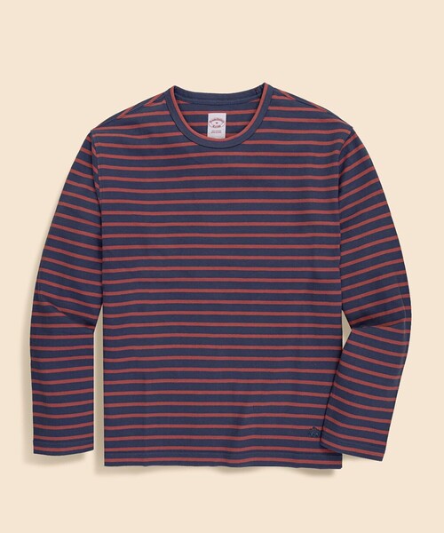 BROOKS BROTHERS（ブルックスブラザーズ）の「コットン　GFロゴ　マリナーストライプ　ロングスリーブTシャツ（Tシャツ/カットソー・メンズ・ネイビー/レッド/ホワイト・LARGE/MEDIUM/SMALL/X-LARGE）」の3枚目の写真