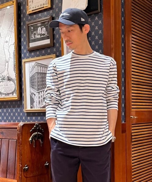 BROOKS BROTHERS（ブルックスブラザーズ）の「コットン　GFロゴ　マリナーストライプ　ロングスリーブTシャツ（Tシャツ/カットソー・メンズ・ネイビー/レッド/ホワイト・LARGE/MEDIUM/SMALL/X-LARGE）」の2枚目の写真