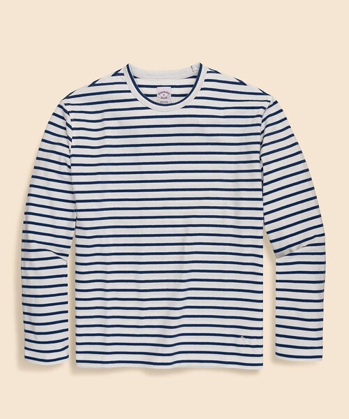 BROOKS BROTHERS（ブルックスブラザーズ）の「コットン　GFロゴ　マリナーストライプ　ロングスリーブTシャツ（Tシャツ/カットソー・メンズ・ネイビー/レッド/ホワイト・LARGE/MEDIUM/SMALL/X-LARGE）」の4枚目の写真